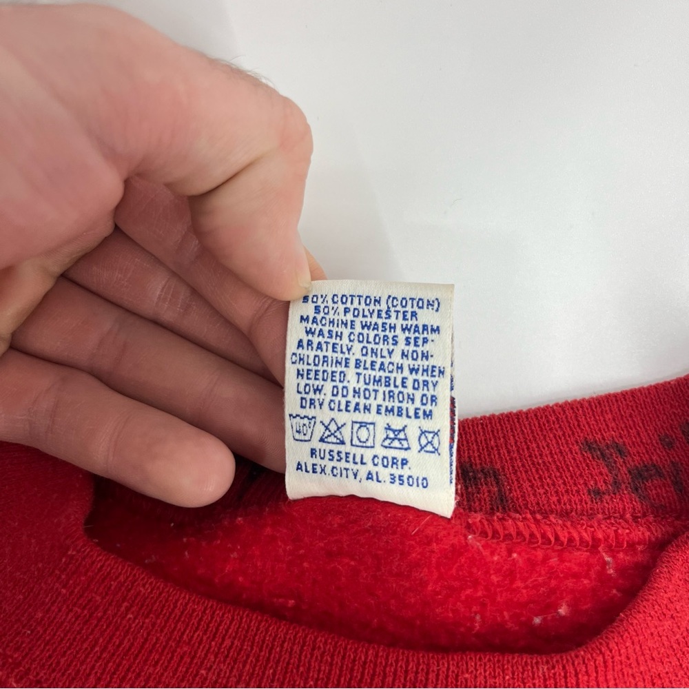 Vintage Russell Sweatshirt Men XL Red Crewneck 90s USA Kanye West Pullover Blank - Picture 8 of 11